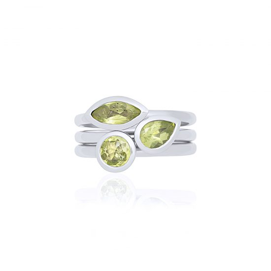 9W White Gold and Peridot Stacker Ring