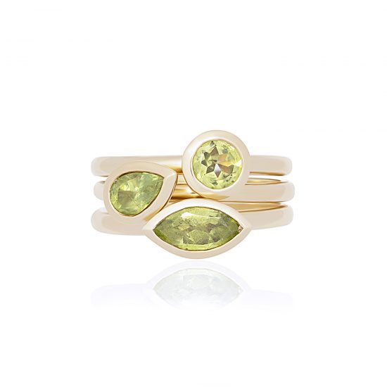 9Y Yellow Gold and Peridot Stacker Ring